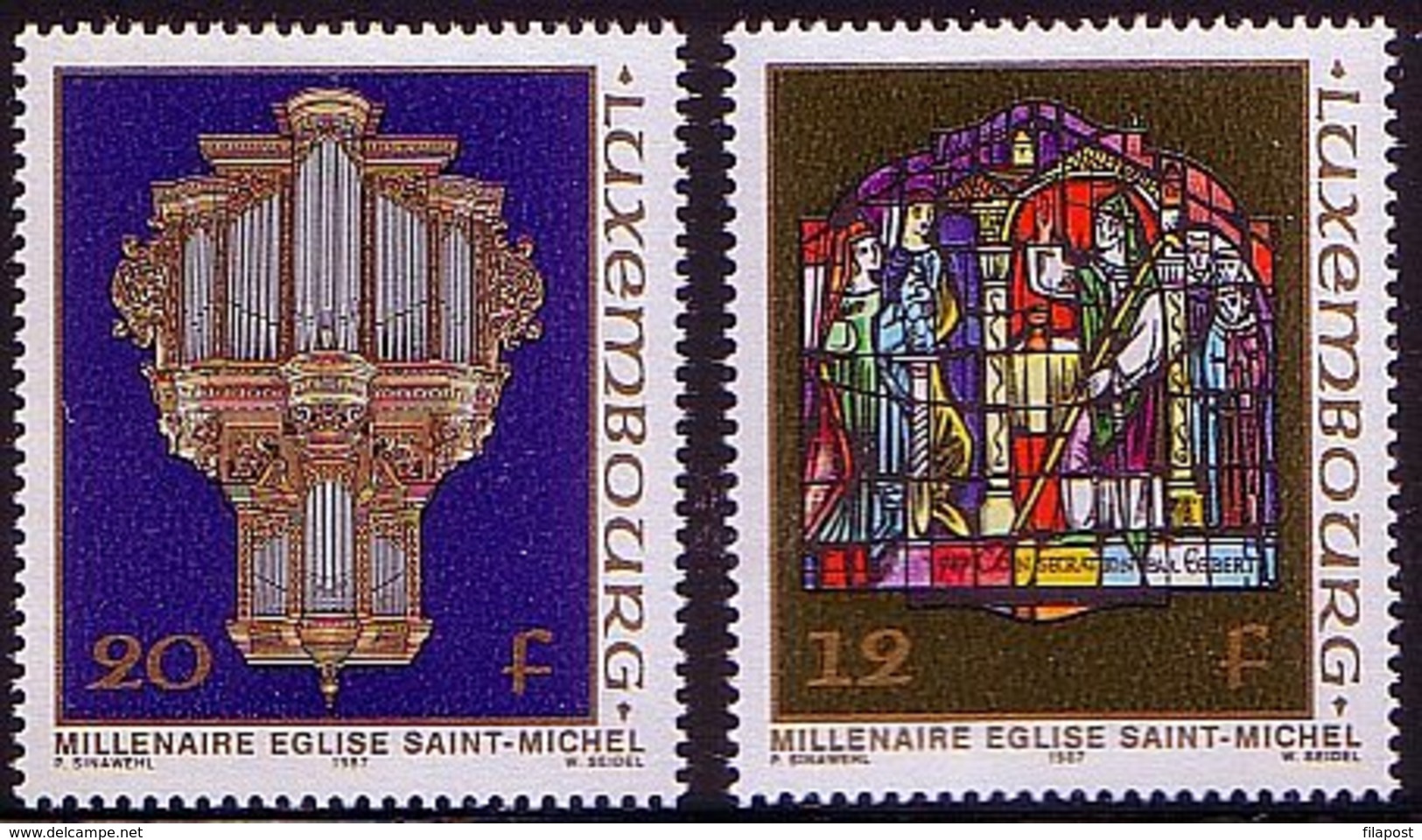 Luxemburg 1987 Mi 1176 - 1177,100 St. Michael's Church Stained Glass Brocker Organ Prospect MHN** W925 - 1965-91 Jean