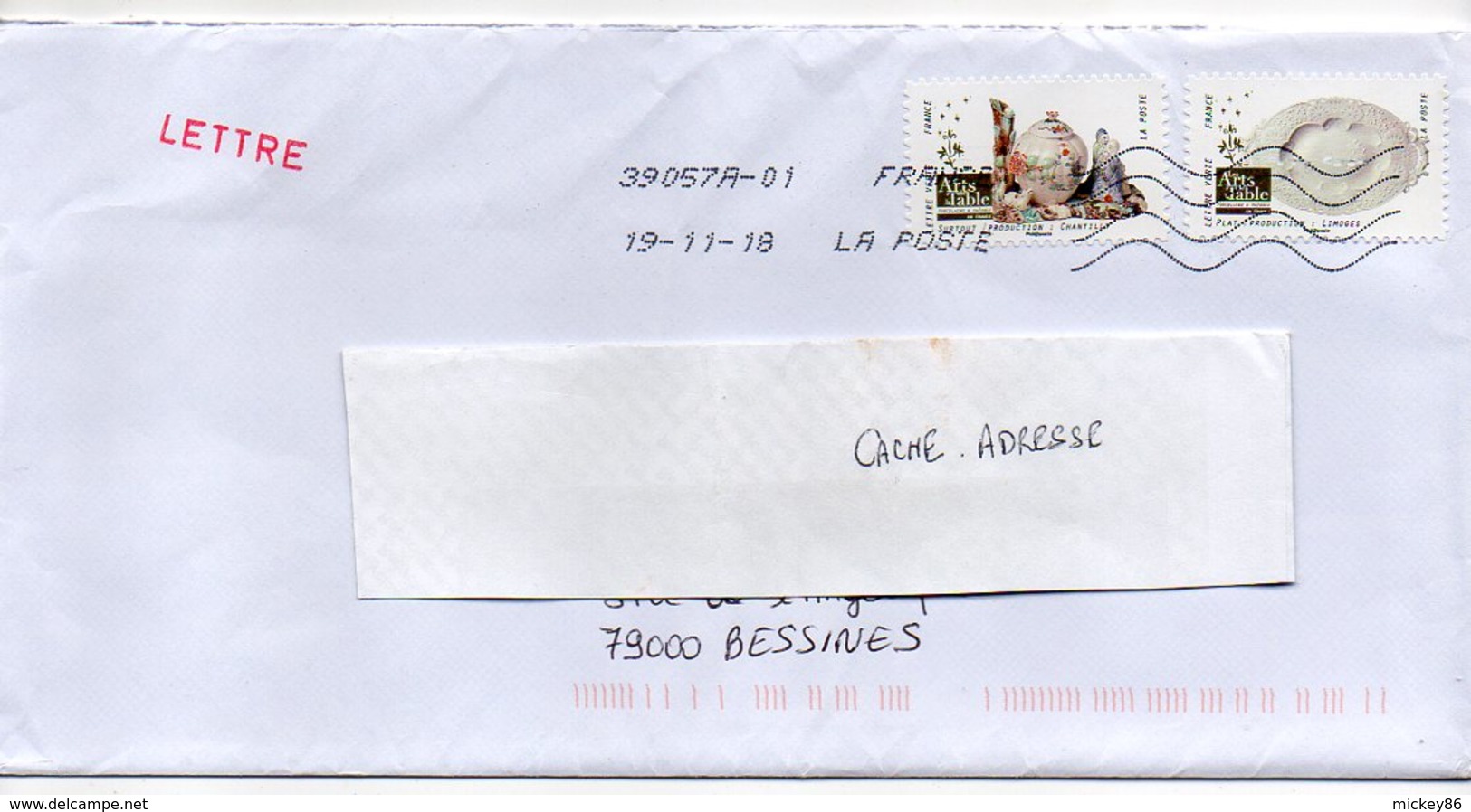 2018--Lettre  Avec 2 Tps Adhésifs " Arts De La Table "  Sur Lettre--  Cachet  Toshiba - 1961-....