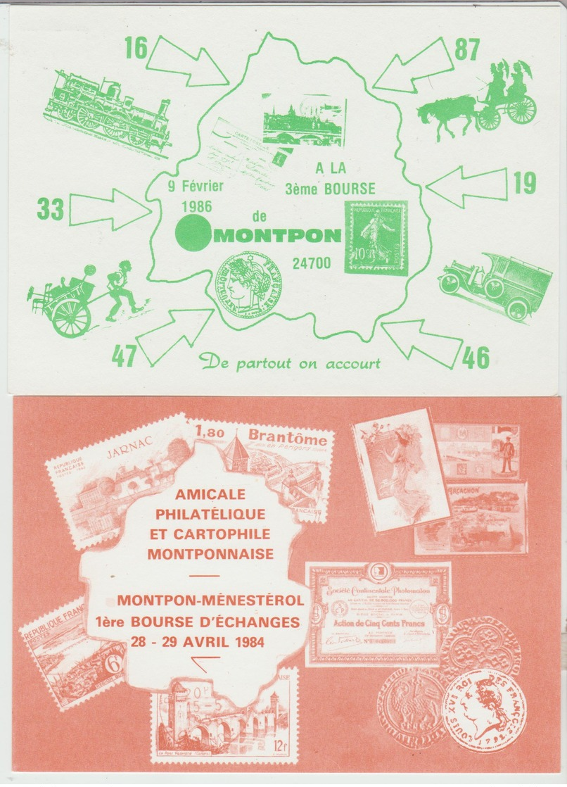 DORDOGNE: " 1ère FOIRE EXPOSITION à Montpon " / 2 Cartes Souvenirs De 1986 TB - Cachets Commémoratifs