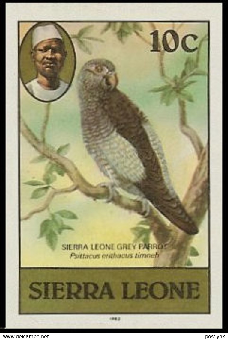 SIERRA LEONE 1980 Birds Parrot 10c Imp.1982 Wmk CA IMPERF. - Sierra Leone (1961-...)