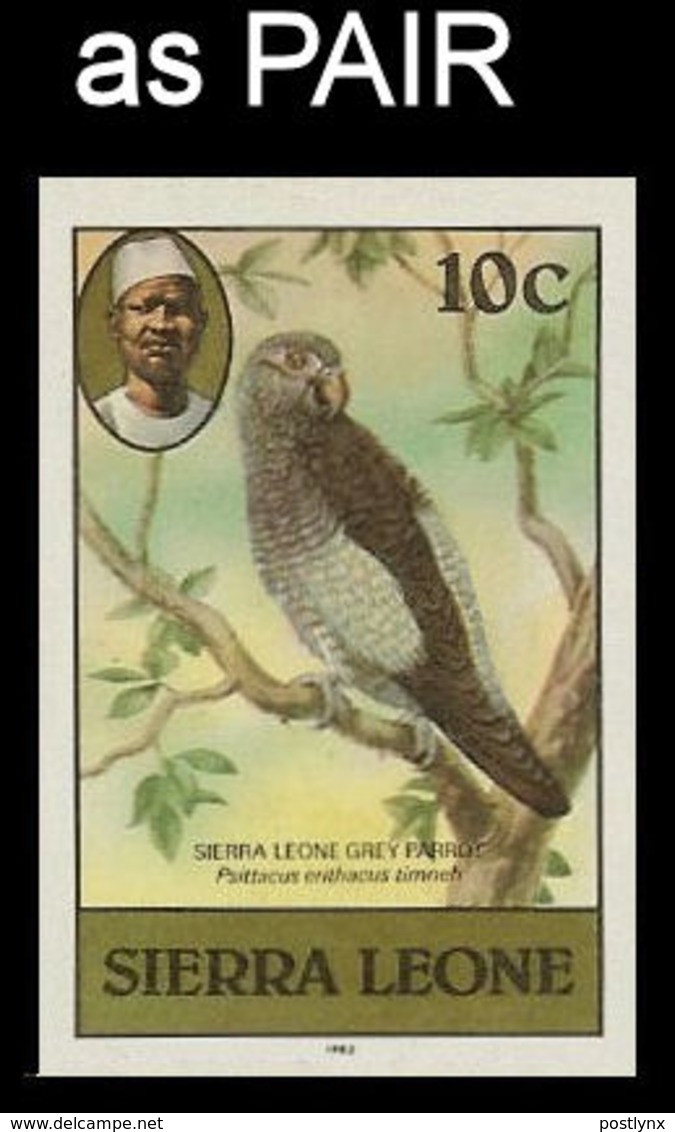 SIERRA LEONE 1980 Birds Parrot 10c Imp.1982 Wmk CA IMPERF.PAIR - Sierra Leone (1961-...)