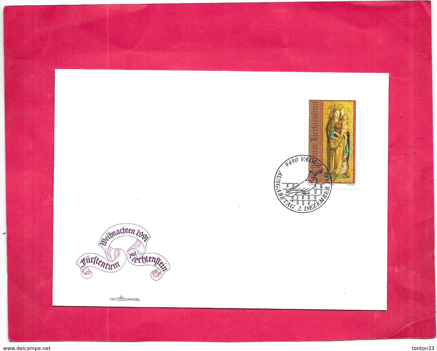 LIECHTENSTEIN - Enveloppe Premier Jour - 2 Décembre 1991 - - Lettres & Documents