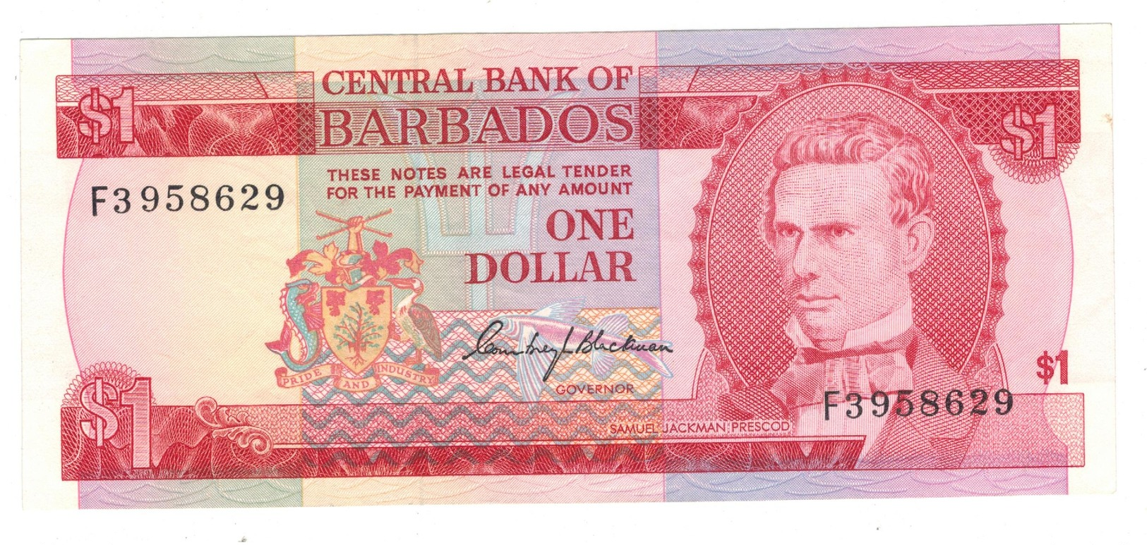 Barbados 1 Dollar 1973, P-29.  UNC - Barbados