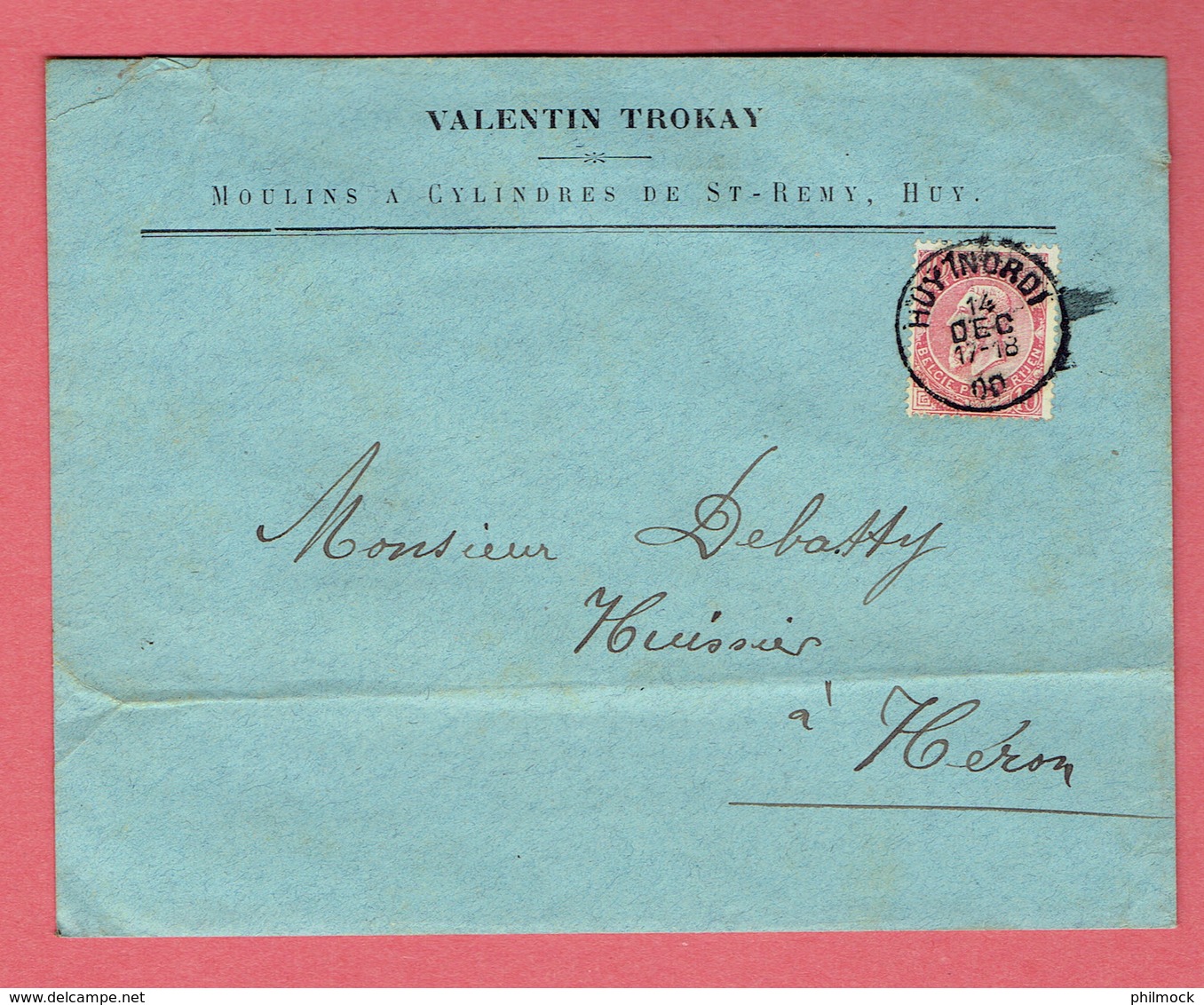 M - Lettre Commerciale 155x120  - Oblitération Huy-Nord Vers Héron Le 14-Dec-1900 Sur N°58 - 1893-1900 Fine Barbe