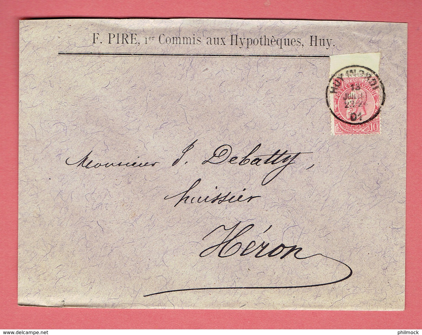 M - Lettre Commerciale 155x116  - Oblitération Huy-Nord Vers Héron Le 13-Juillet-1901 Sur N°58 - 1893-1900 Fine Barbe