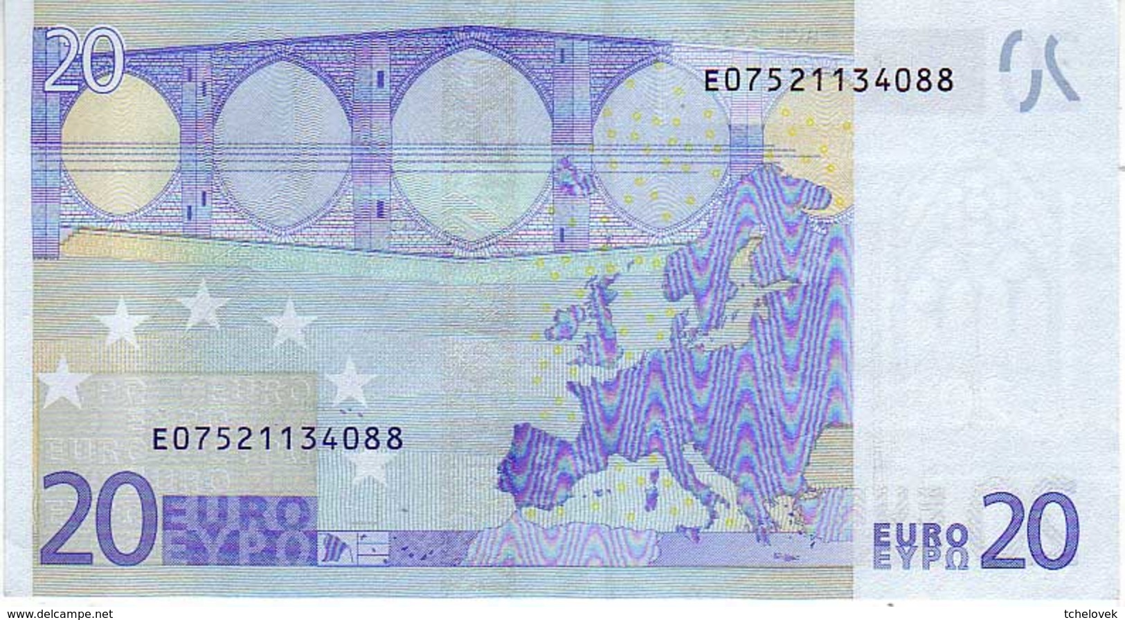 (Billets). 20 Euros 2002 Serie E, R031B2, N° E 07521134088,  Signature 3 Mario Draghi - 20 Euro