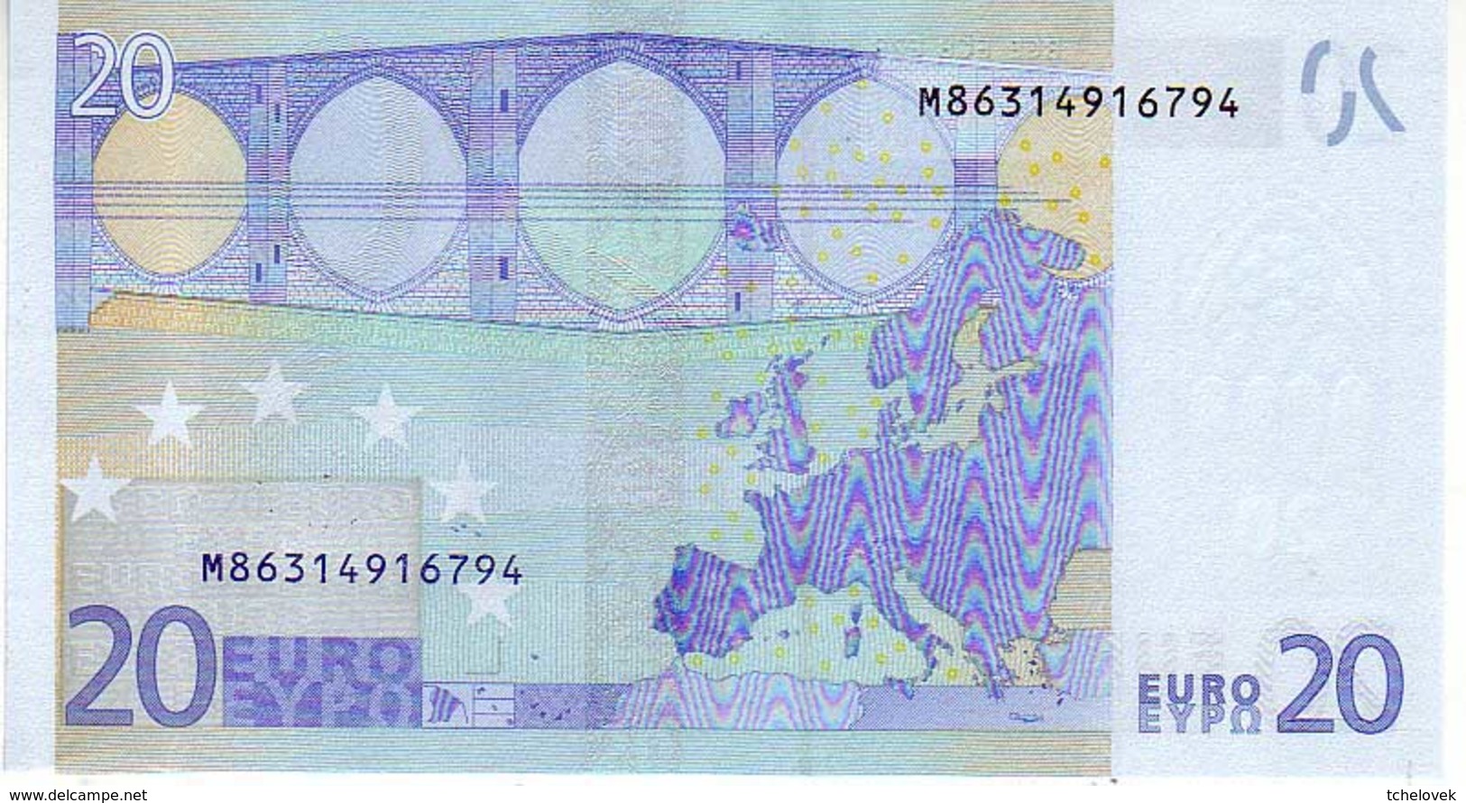 (Billets). 20 Euros 2002 Serie M, U020G2, N° M 8631491794,  Signature 3 Mario Draghi UNC - 20 Euro