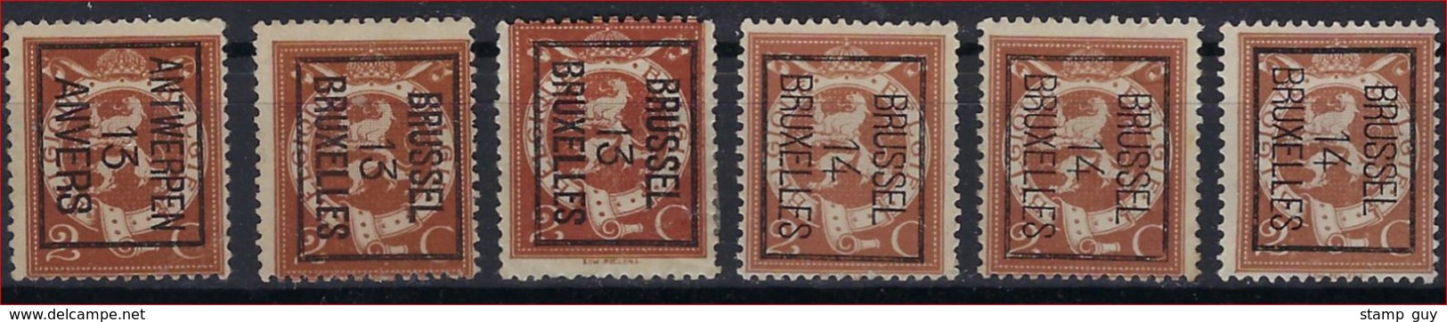 Preo Nr. 109 6 X Met TYPO Voorafstempeling ; Staat Zie Scan !  ROLLER PRECANCELS - Handrol Preo's - Préos à Roulette ! - Typo Precancels 1912-14 (Lion)