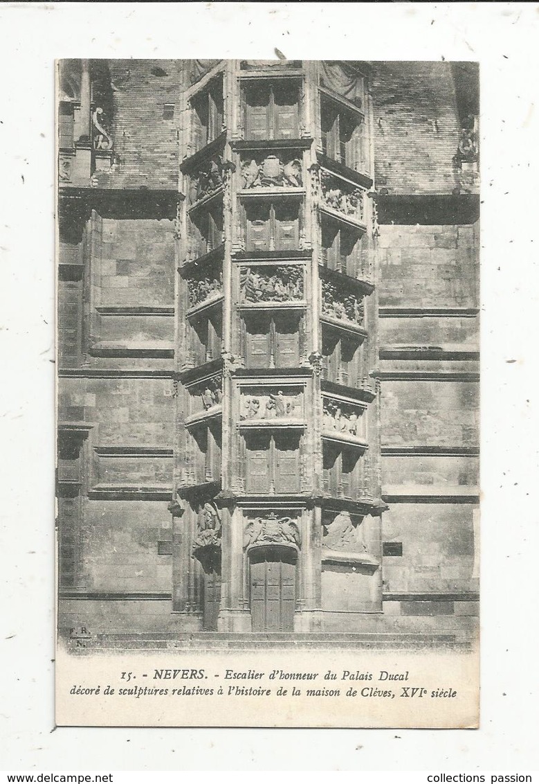 Cp , 58 , NEVERS , Escalier D'honneur Du Palais Ducal Décoré De Sculptures.... ,  Vierge , N° 15 - Nevers