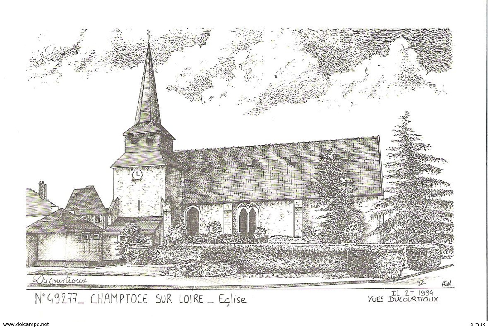 CHAMPTOCE SUR LOIRE. CP L'Eglise D'après Dessin Yves Ducourtioux - Autres & Non Classés