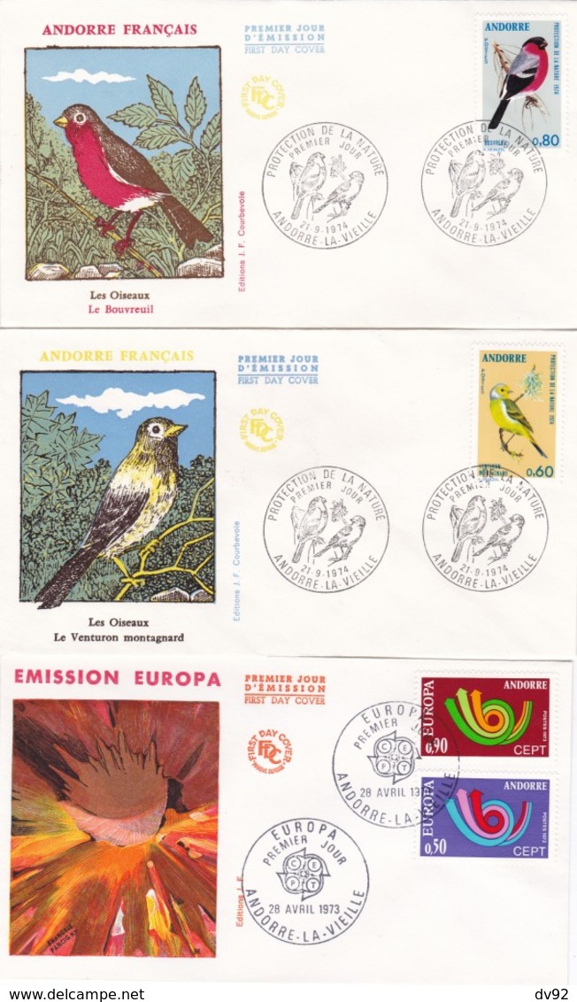 ANDORRE FRANCAIS FDC PREMIERS JOURS D EMISSION - Lettres & Documents