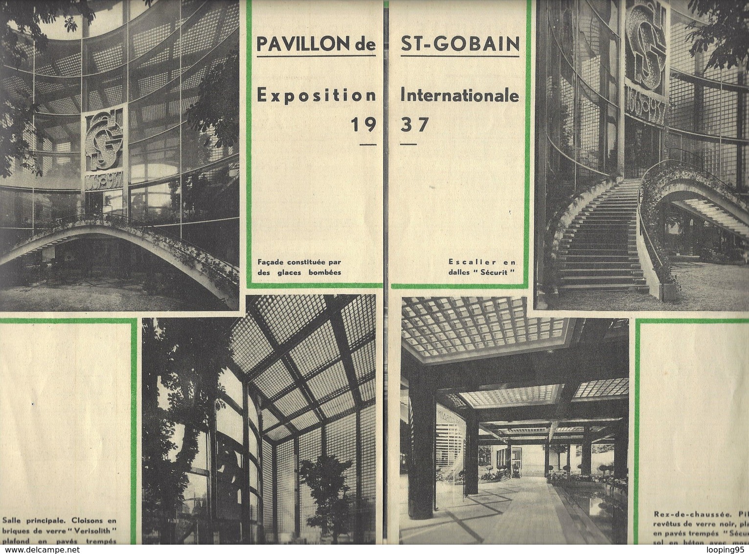 PAVILLON-SAINT GOBAIN-EXPOSITION INTERNATIONALE-GLACES-VERRES A VITRE-BOUTEILLES-ISOLATEURS-ACIDES-ENGRAIS-CARBONATE- - Publicités