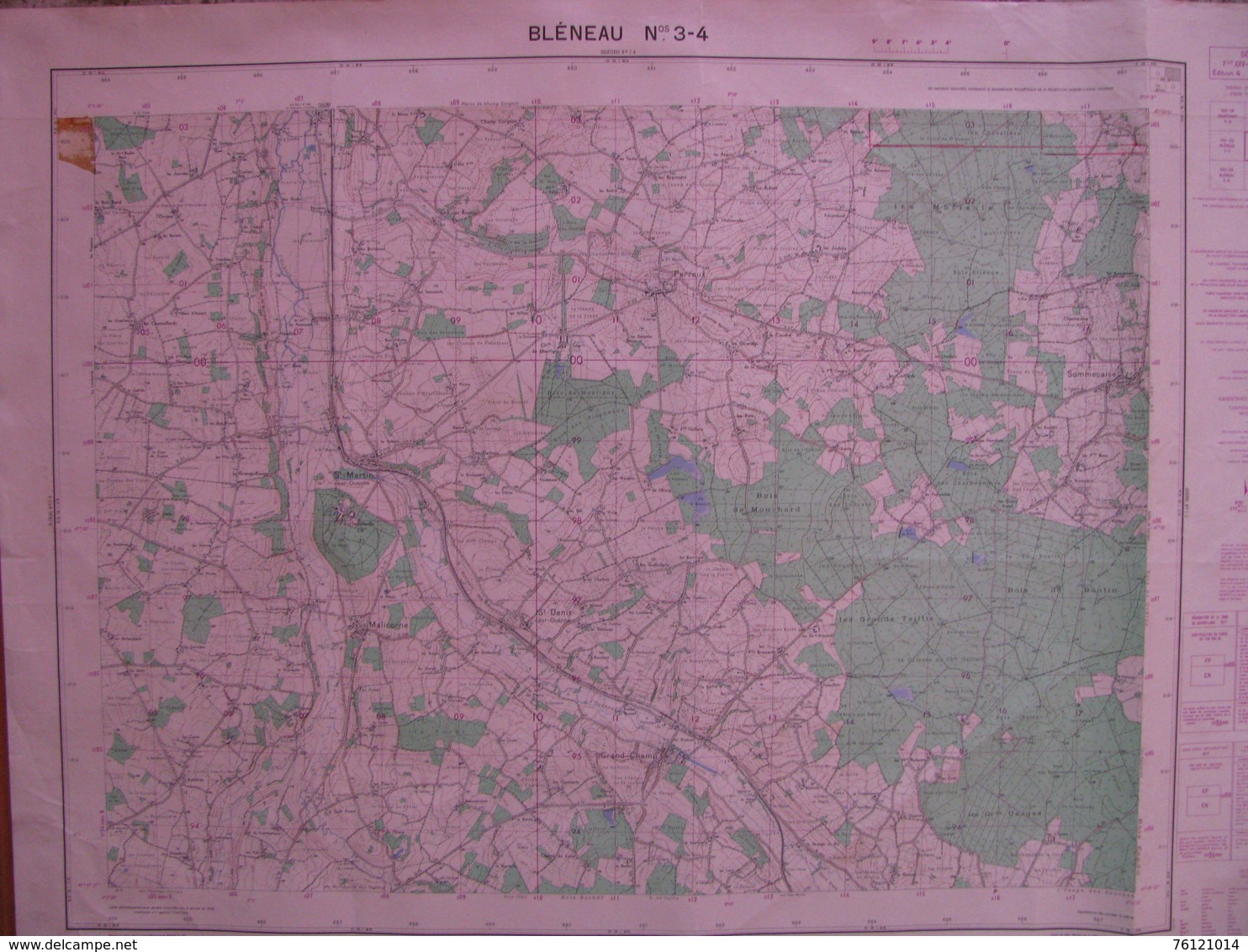 Bleneau3-4 Yonne Carte état Major 1/25000 1957 Perreux Sommecaise Martin Ouanne - Topographische Karten