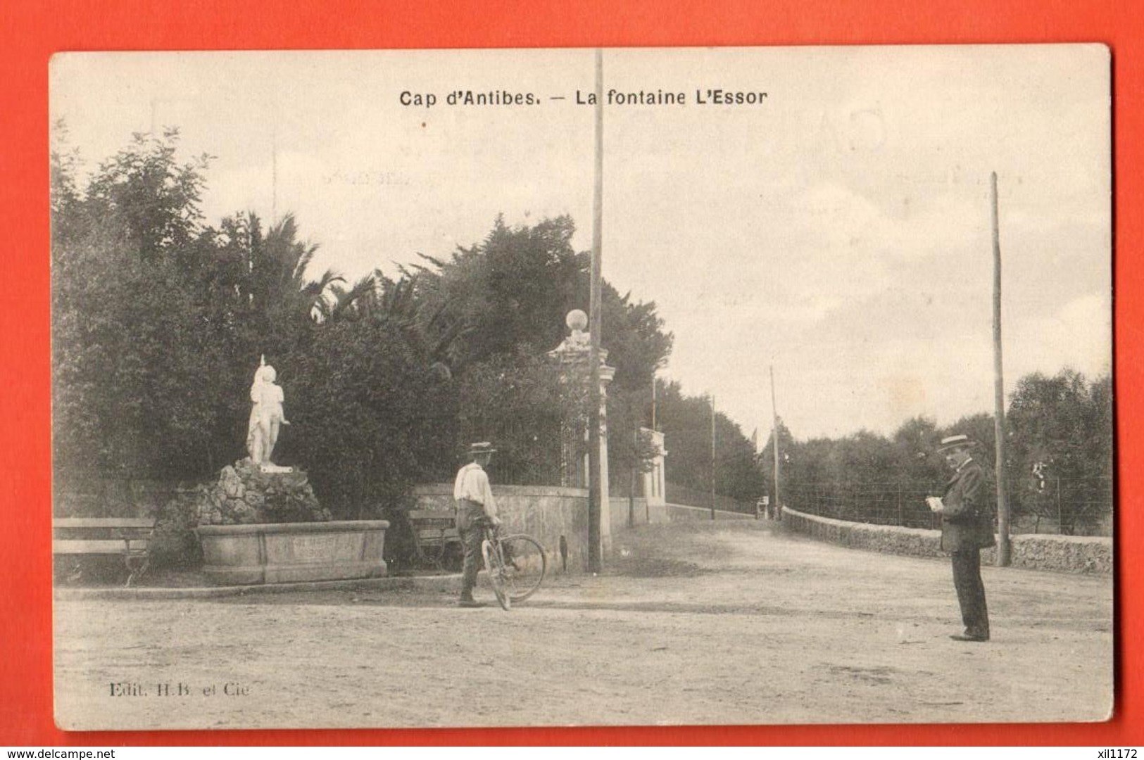 VAO-27 Cap D'Antibes La Fontaine L'Essor, Cycliste . ANIME. Non Circulé - Cap D'Antibes - La Garoupe