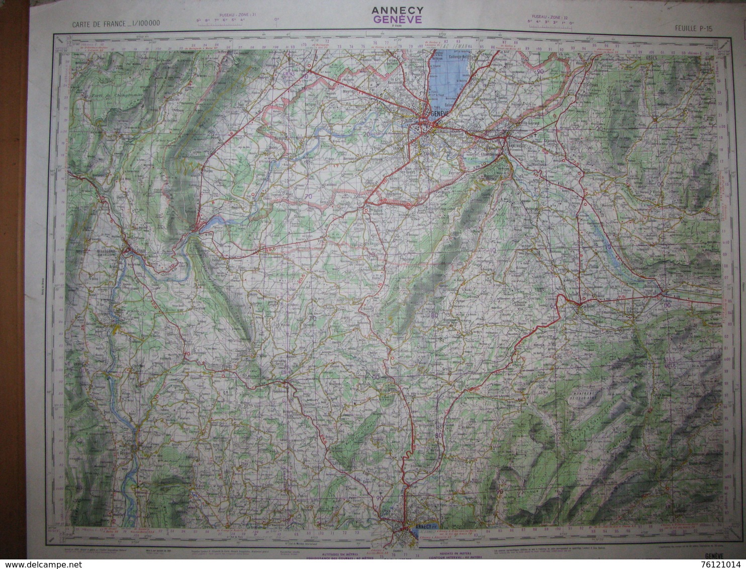 Annecy Genève Carte état Major 1/100000 1960 Bellegarde Bonneville Viu Zbrizon - Cartes Topographiques