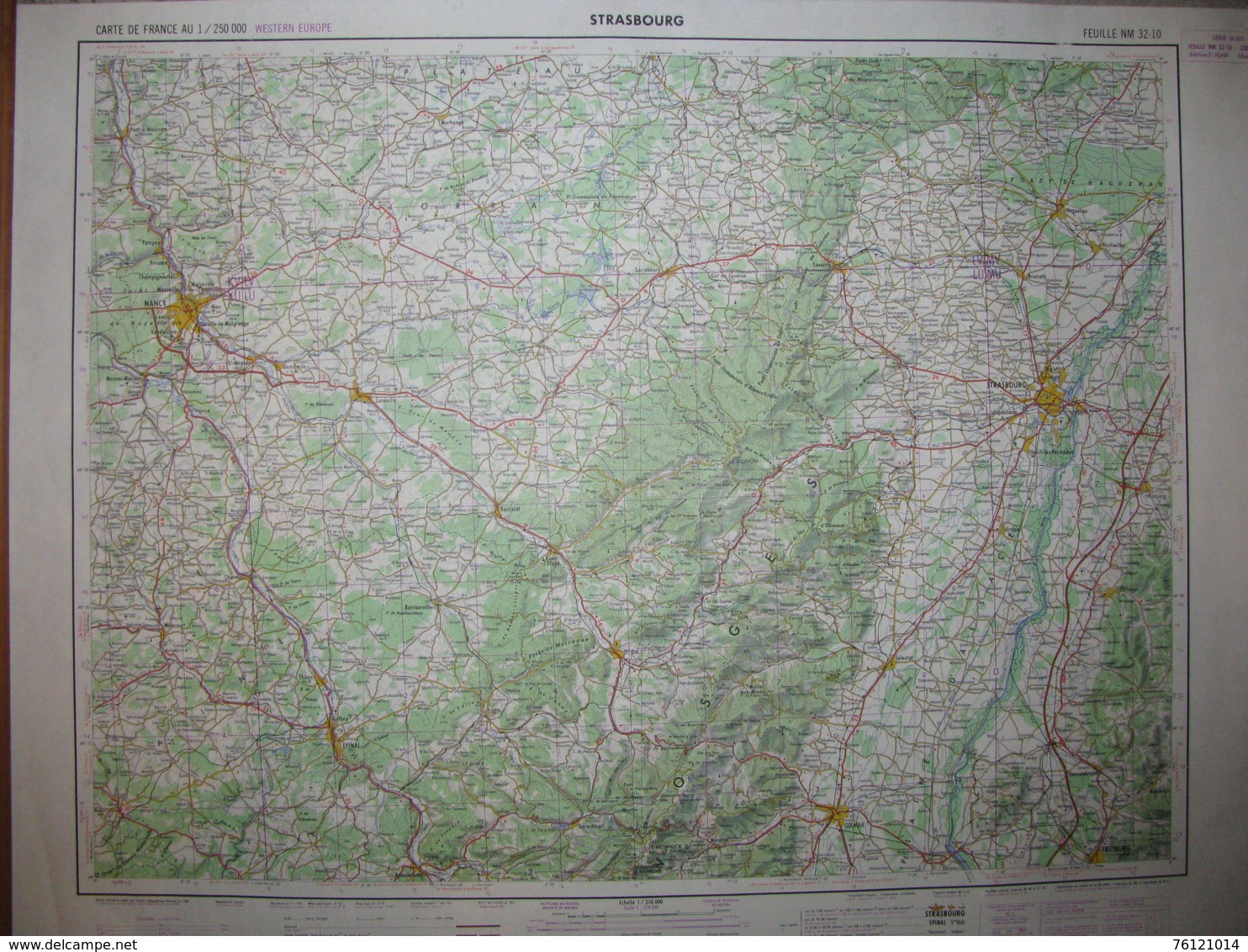 Strasbourg Carte état Major 1/250000 1962 Colmar Nancy Epinal St Dié Saverne - Cartes Topographiques