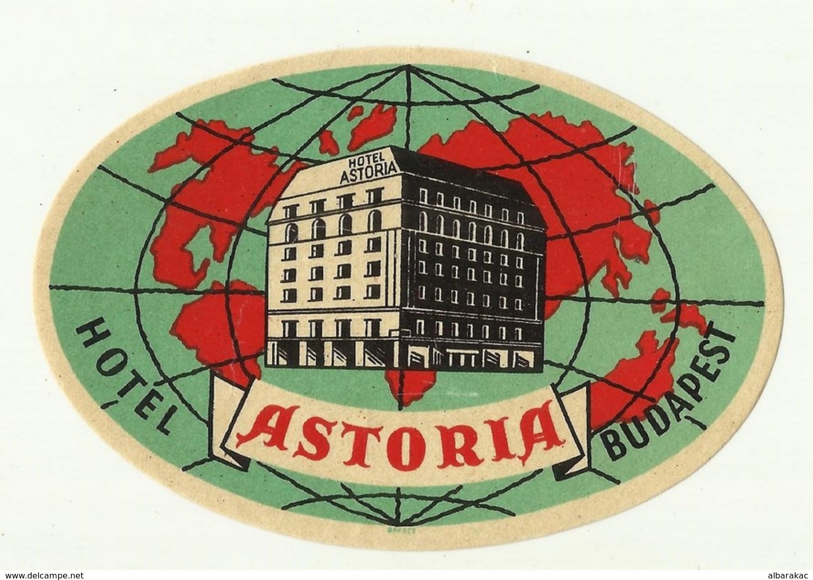 Vintage Luggage Label - Hotel ASTORIA Budapest Hungary - Etiquettes D'hotels