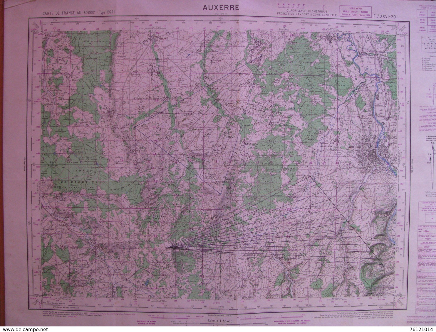 Auxerre (Yonne)) Carte état Major 1/50000 1958 Toucy S Aubin Ormes Dracy Aillant - Cartes Topographiques