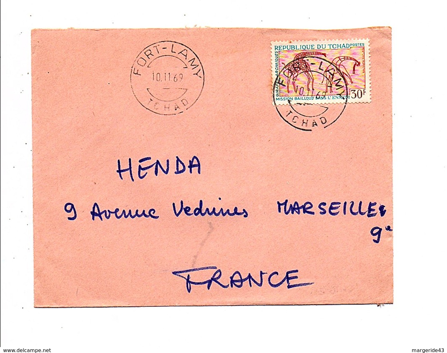 TCHAD LETTRE DE FORT LAMY POUR LA FRANCE 1969 - Tchad (1960-...)
