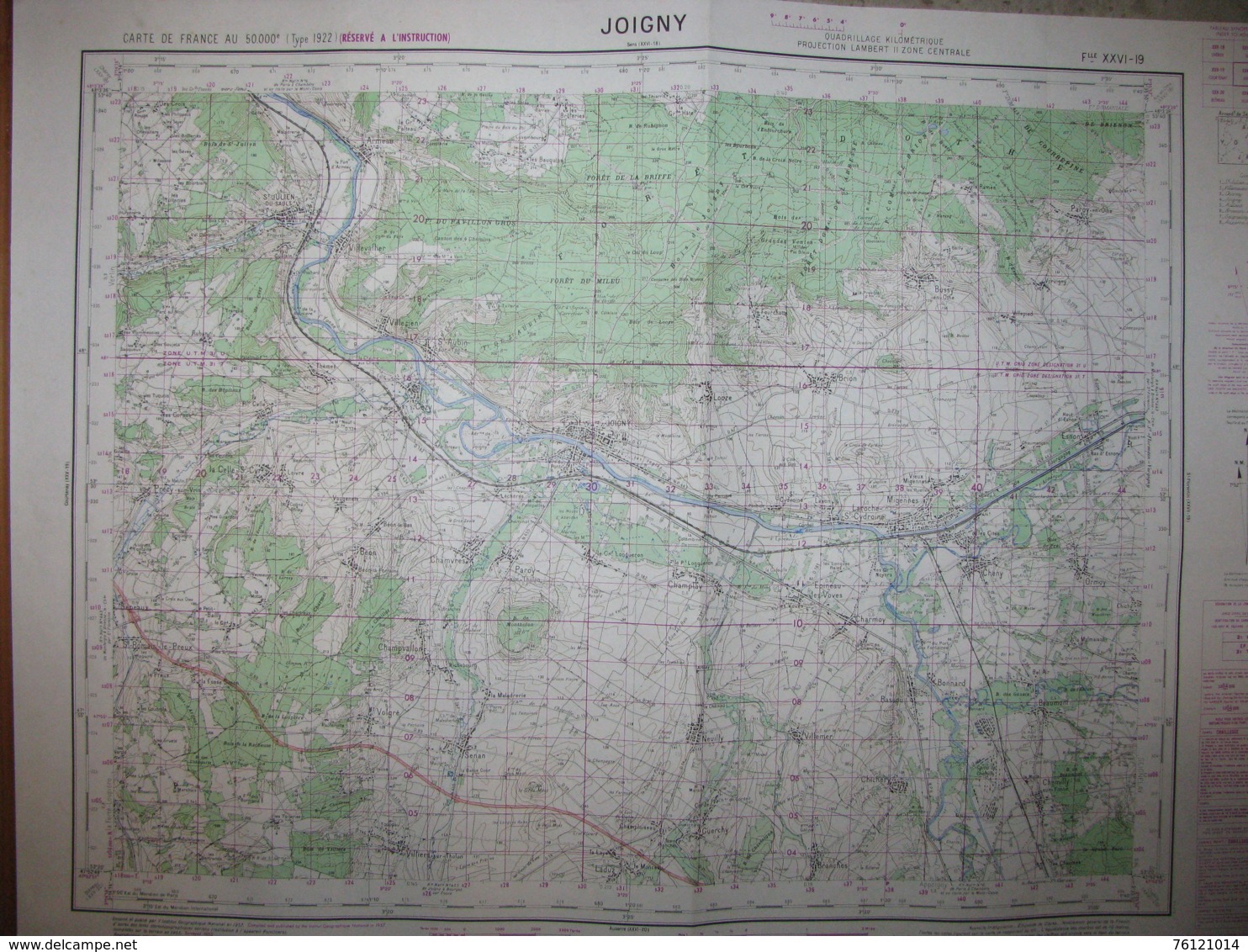 Joigny Yonne Carte état Major 1/50000 1957 Laroche Migennes Brion Senan Chichery - Cartes Topographiques