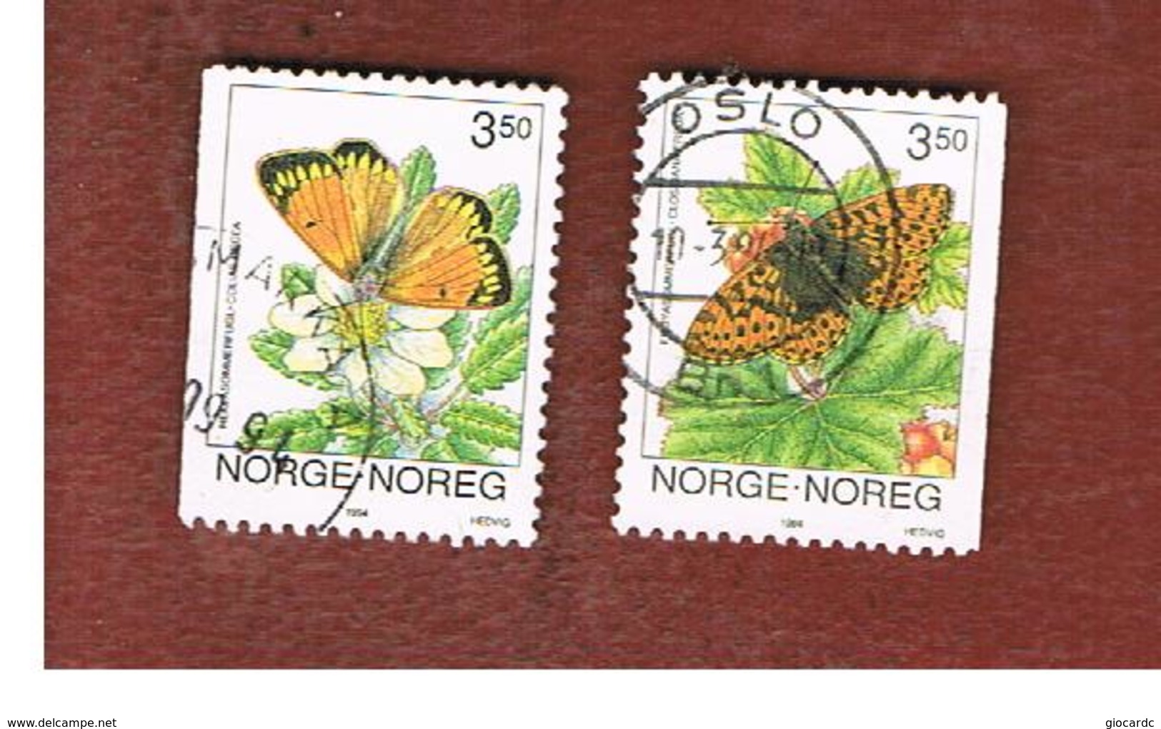 NORVEGIA (NORWAY) -   SG 1173.1174  - 1994   BUTTERFLIES (COMPLET SET OF 2)        - USED ° - Oblitérés