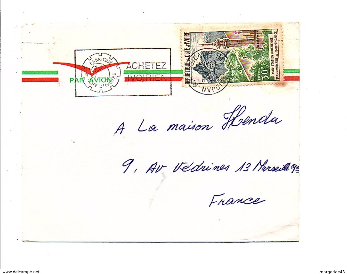 COTE D'IVOIRE LETTRE DE ABIDJAN POUR LA FRANCE 1969 - Côte D'Ivoire (1960-...)