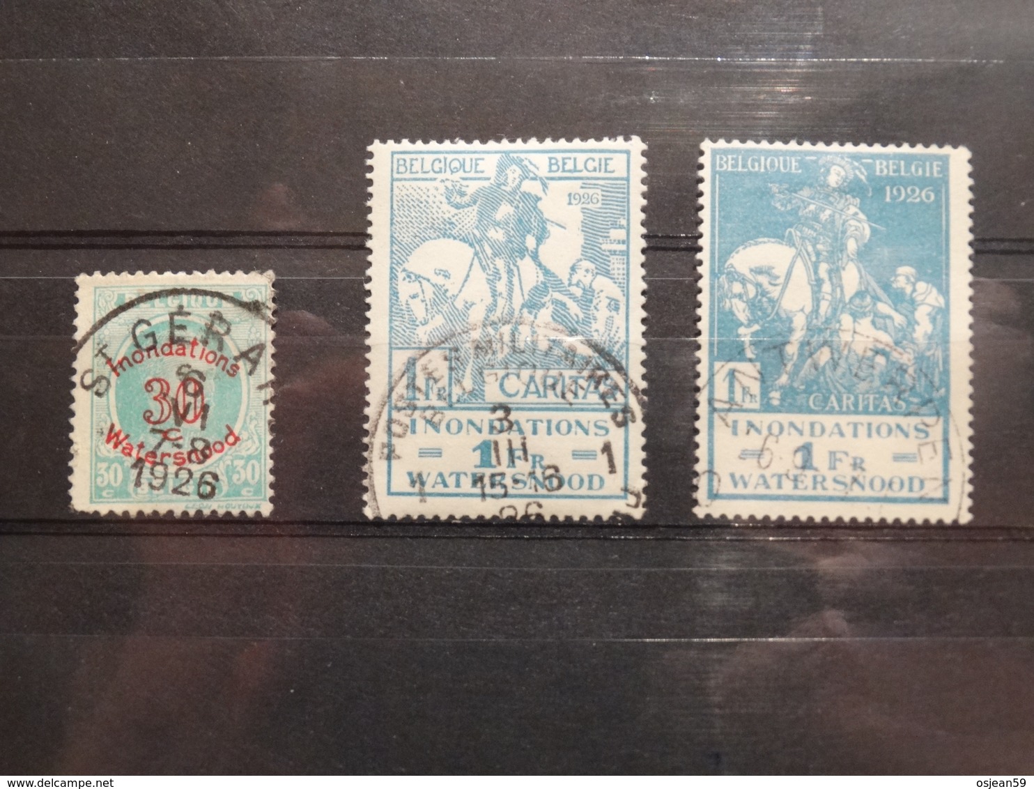 Belgique 1926 - COB 237/239  Type "Houyoux" Chargé Et Type "Caritas" Au Profit Des Inondation. - Used Stamps