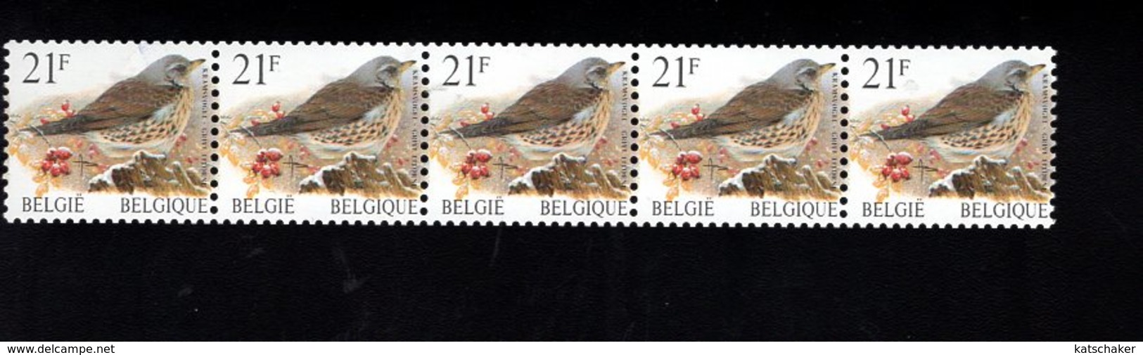 703890277 BELGIUM POSTFRIS MINT NEVER HINGED POSTFRISCH EINWANDFREI OCB R89 BIRD KRAMSVOGEL - Coil Stamps