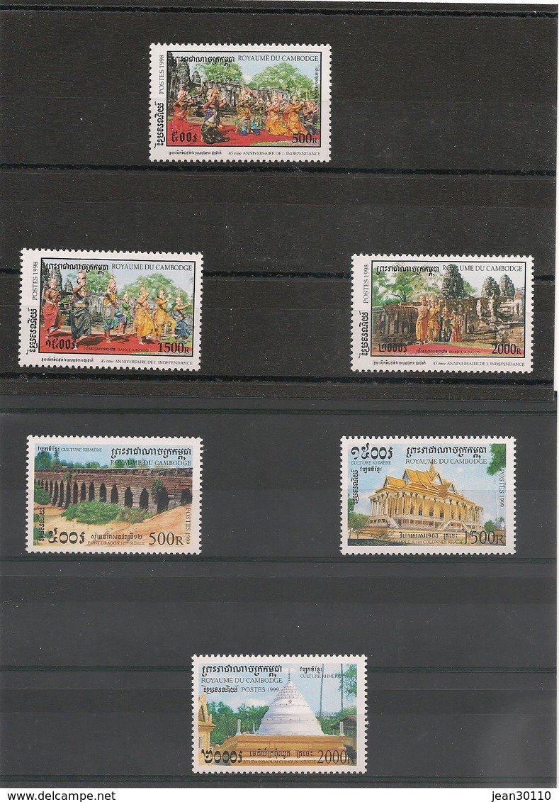 CAMBODGE Culture Kmère Années 1997/99 N° Y/T :  1409/15-1521/23-1562/64-1638/40** Côte : 31,00 € - Cambodge