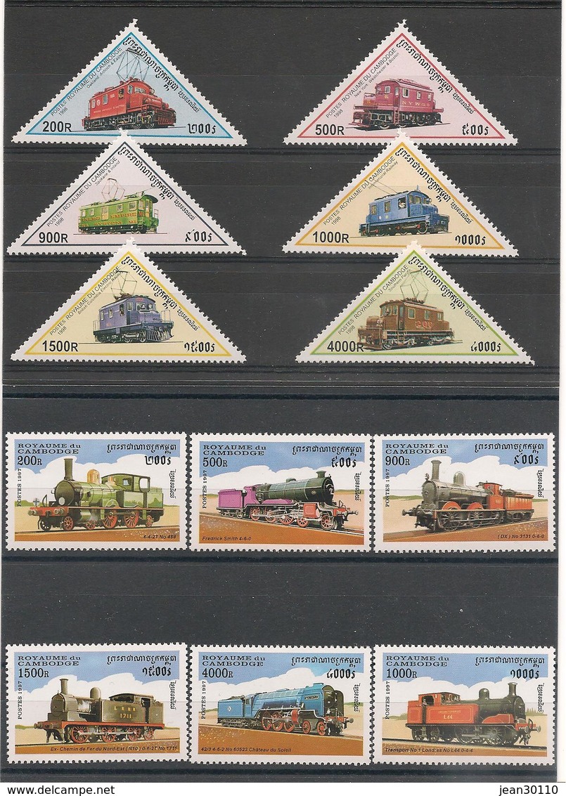 CAMBODGE Locomotives Anciennes Années 1997/98 N° Y/T :  1434/39-1503/14** Côte : 22,00 € - Cambodge