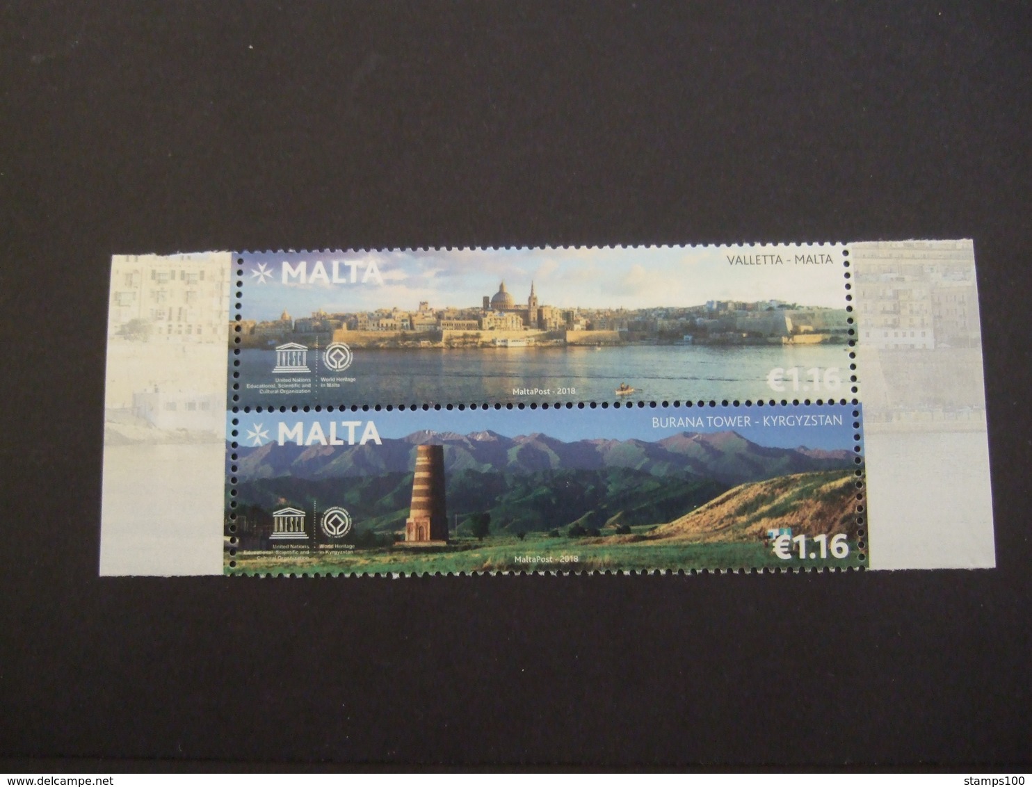 MALTA  2018 . UNESCO World Heritage - Valletta City And Burana Tower - Joint Issue With Kyrgyzstan. MNH ** (IS03-135) - Malta