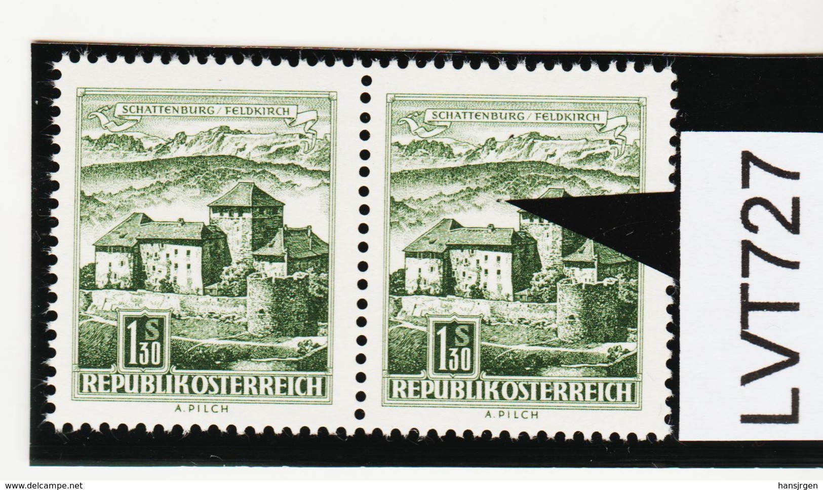 LVT727 ÖSTERREICH 1967 Michl 1232 PLATTENFEHLER FARBFLECK Mit VERGLEICHSTÜCK ** Postfrisch - Abarten & Kuriositäten