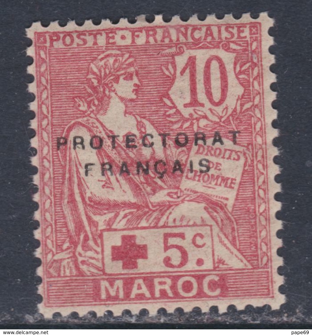 Maroc N° 60 X Au Profit De La Croix-Rouge 10 C. +5 C. (rose), ( Protectorat Français)    Trace De Charnière Sinon TB - Neufs