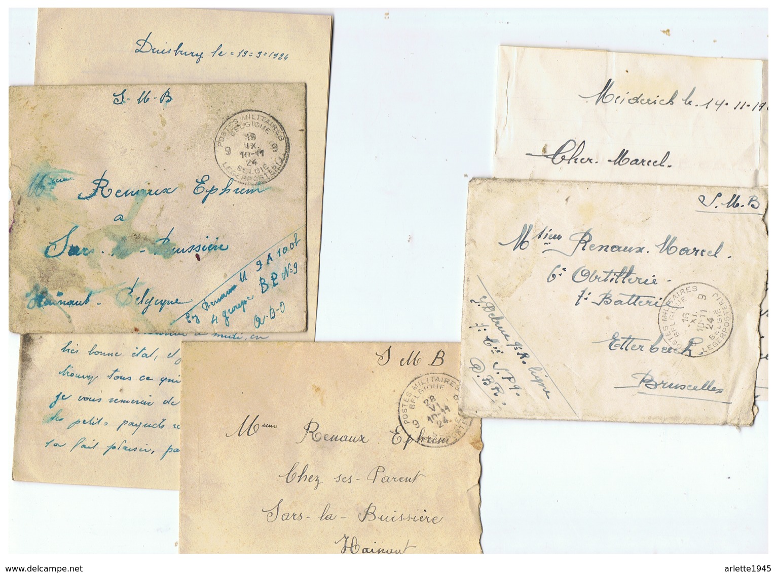 POSTE MILITAIRE BELGIQUE CORRESPONDANCE MILITAIRE 1924  POUR SARS - LA -BUISSIERE - Lettres & Documents