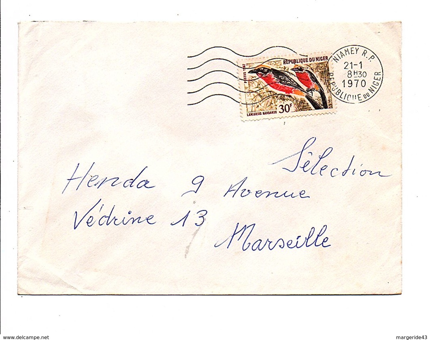 NIGER LETTRE DE NIAMEY POUR LA FRANCE 1970 - Niger (1960-...)