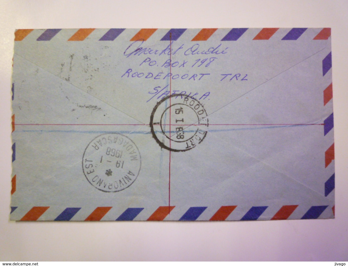 2019 (11)  LETTRE  REC  Au Départ De  ROODEPOORT  à Destination De  MADAGASCAR  1968   - Lettres & Documents