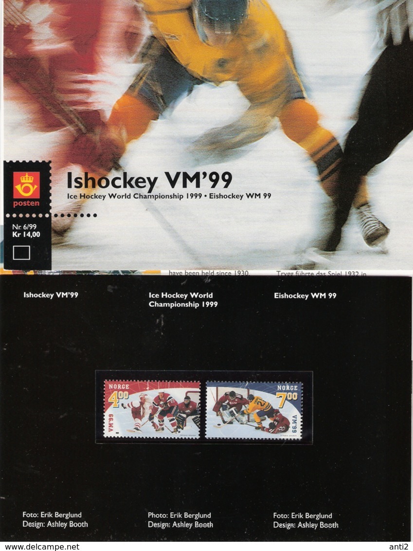 Norway 1999 Ice Hockey World Championship, Mi 1310-1311  MNH(**) In Folder - Neufs