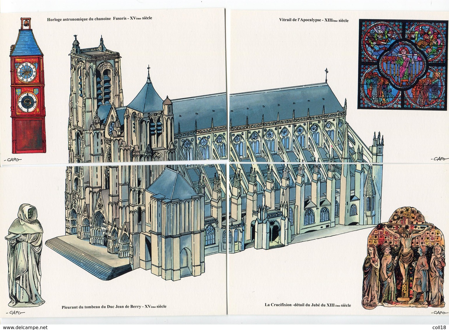 LOT 4 CPM BOURGES ( PUZZLE Cathédrale) Bernard CAPO 1995 - Bourges