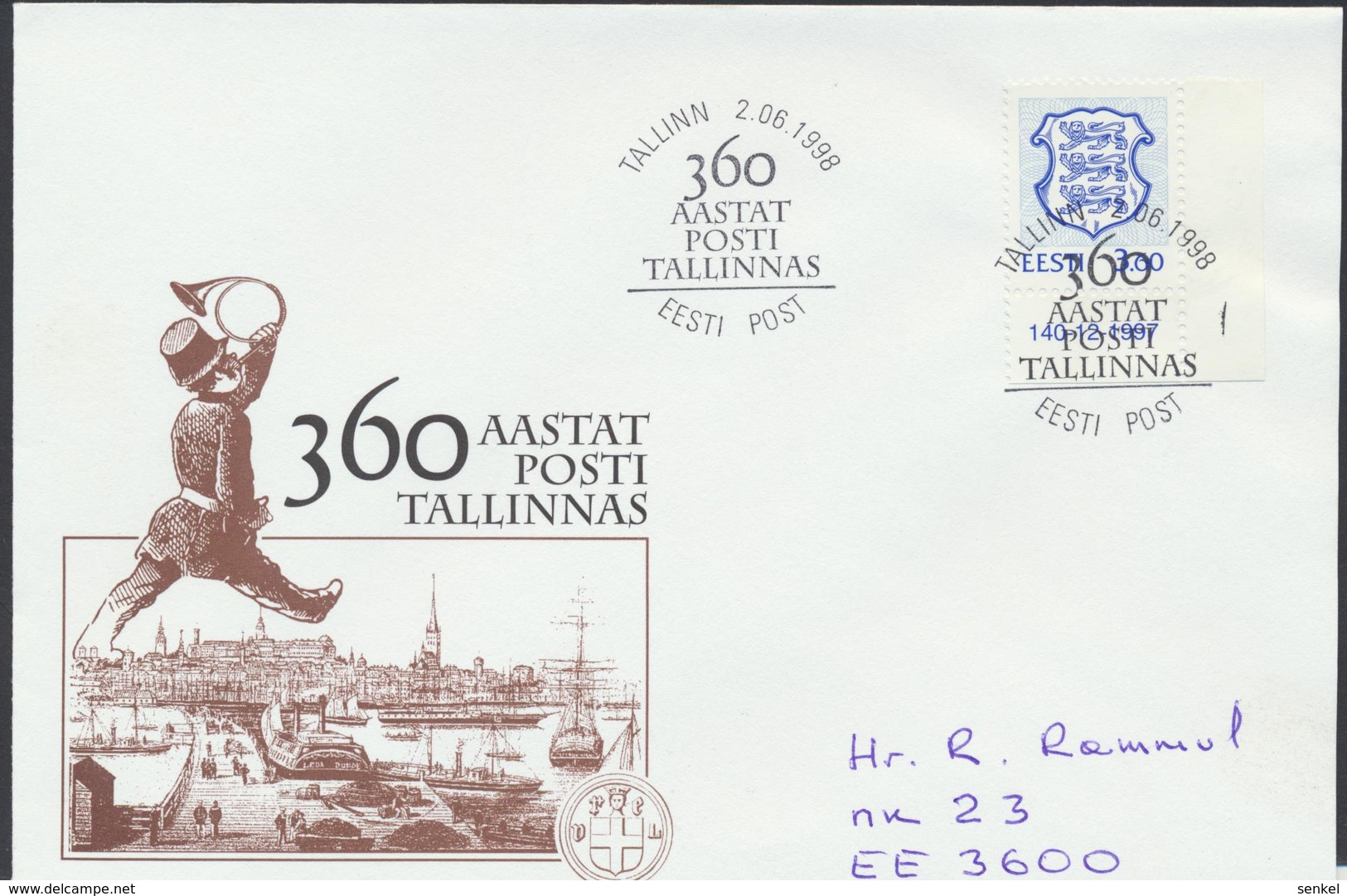 58-75 Estonia Tallinn 360 Years Post 02.06.1998 From Post Arrival Postmark - Estonie