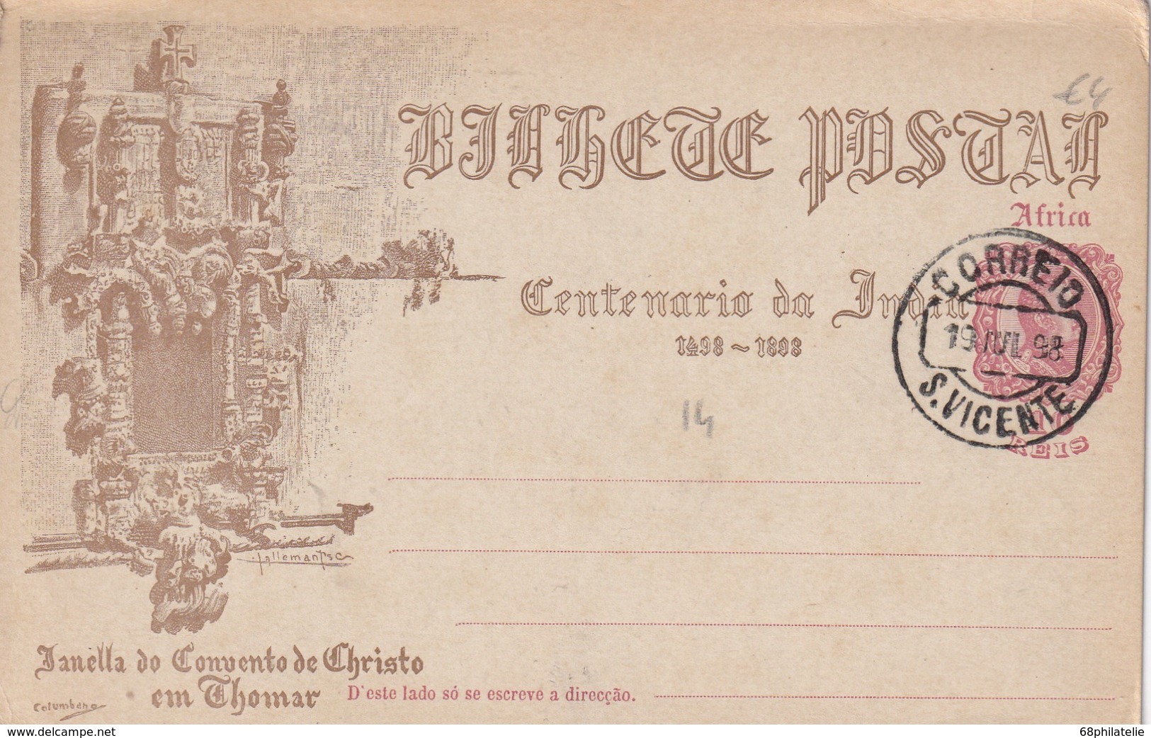AFRIQUE PORTUGAISE 1898      ENTIER POSTAL/GANZSACHE/POSTAL STATIONERY CARTE DE SAO.VICENTE - Portugiesisch-Afrika