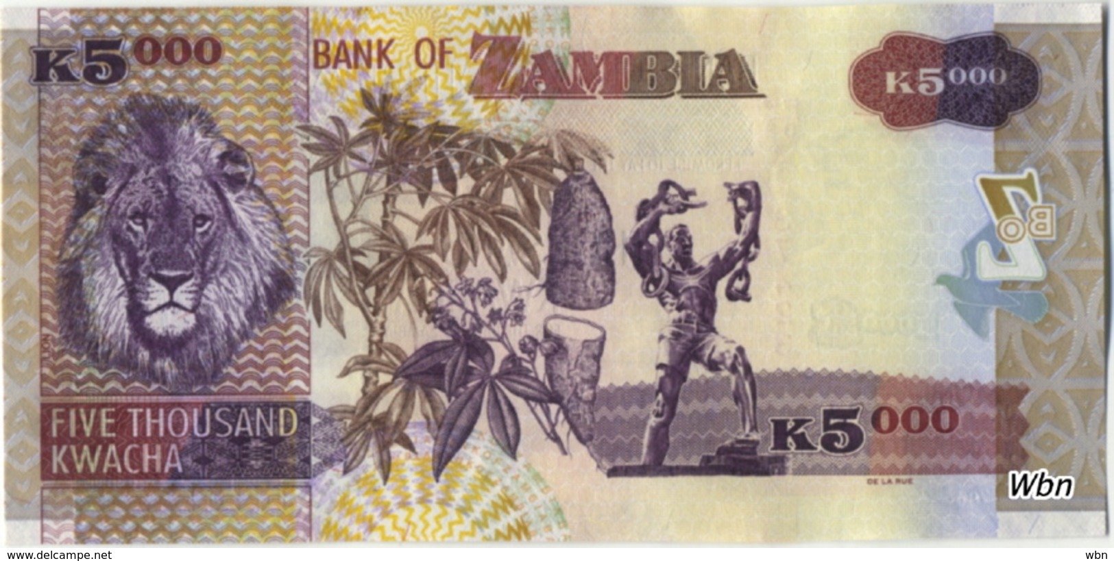 Zambia 5000 Kwacha (P45d) 2008 Sign 12 -UNC- - Zambie