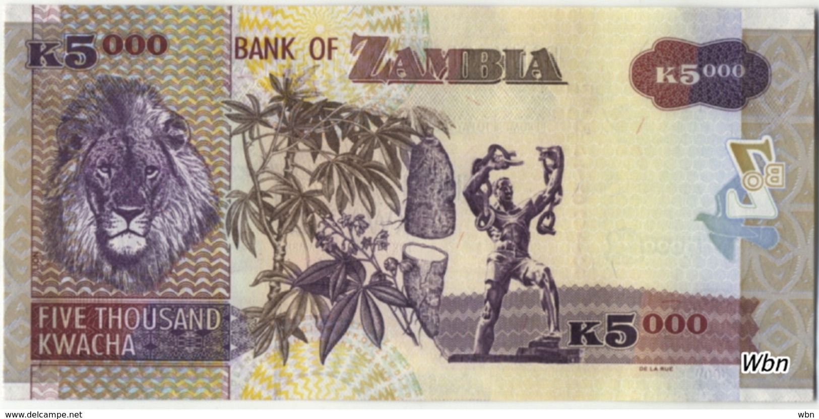 Zambia 5000 Kwacha (P45e) 2009 Sign 12 -UNC- - Zambia