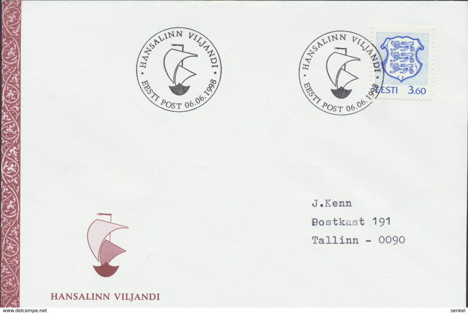 58-81 Estonia Viljandi Cansellation 06.06.1998 From Post Arrival Postmark - Estonie