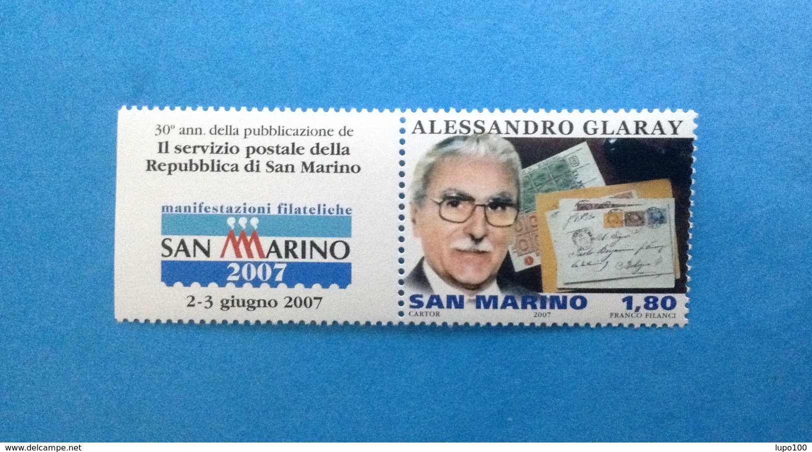 2007 SAN MARINO FRANCOBOLLO NUOVO CON APPENDICE  STAMP NEW MNH** - GLARAY - - Unused Stamps