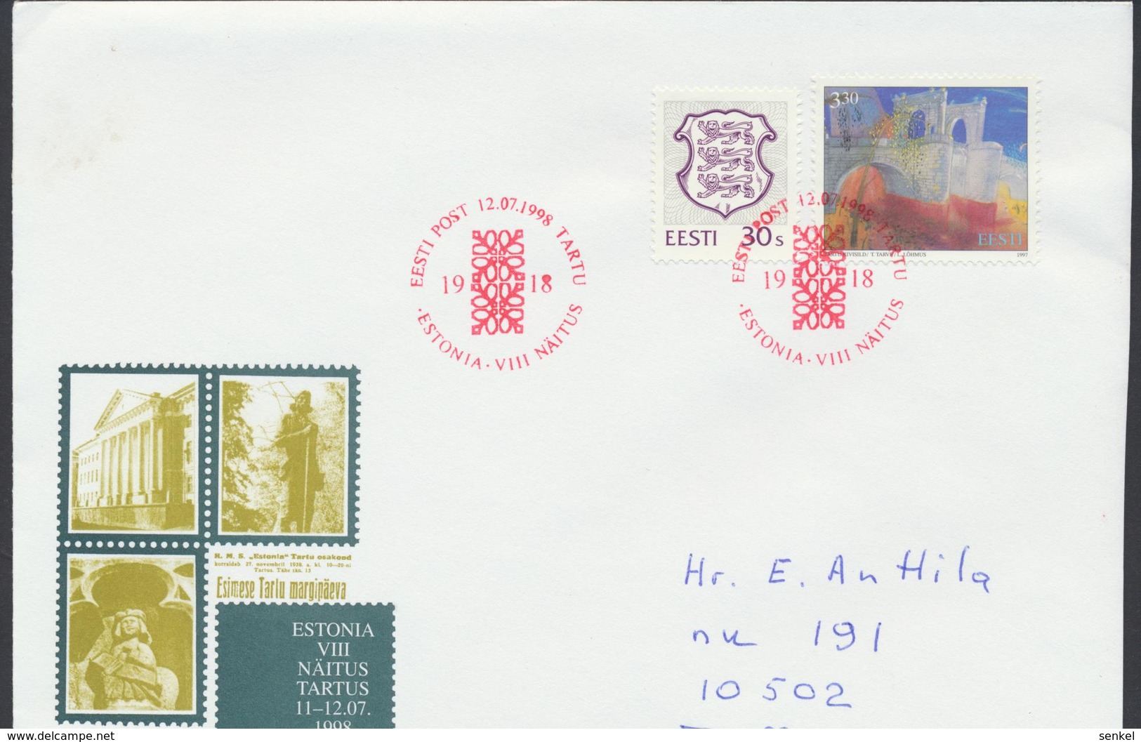 58-86 Estonia Tartu  Philatelic Exhibition 12.07.1998 From Post Arrival Postmark - Estonie