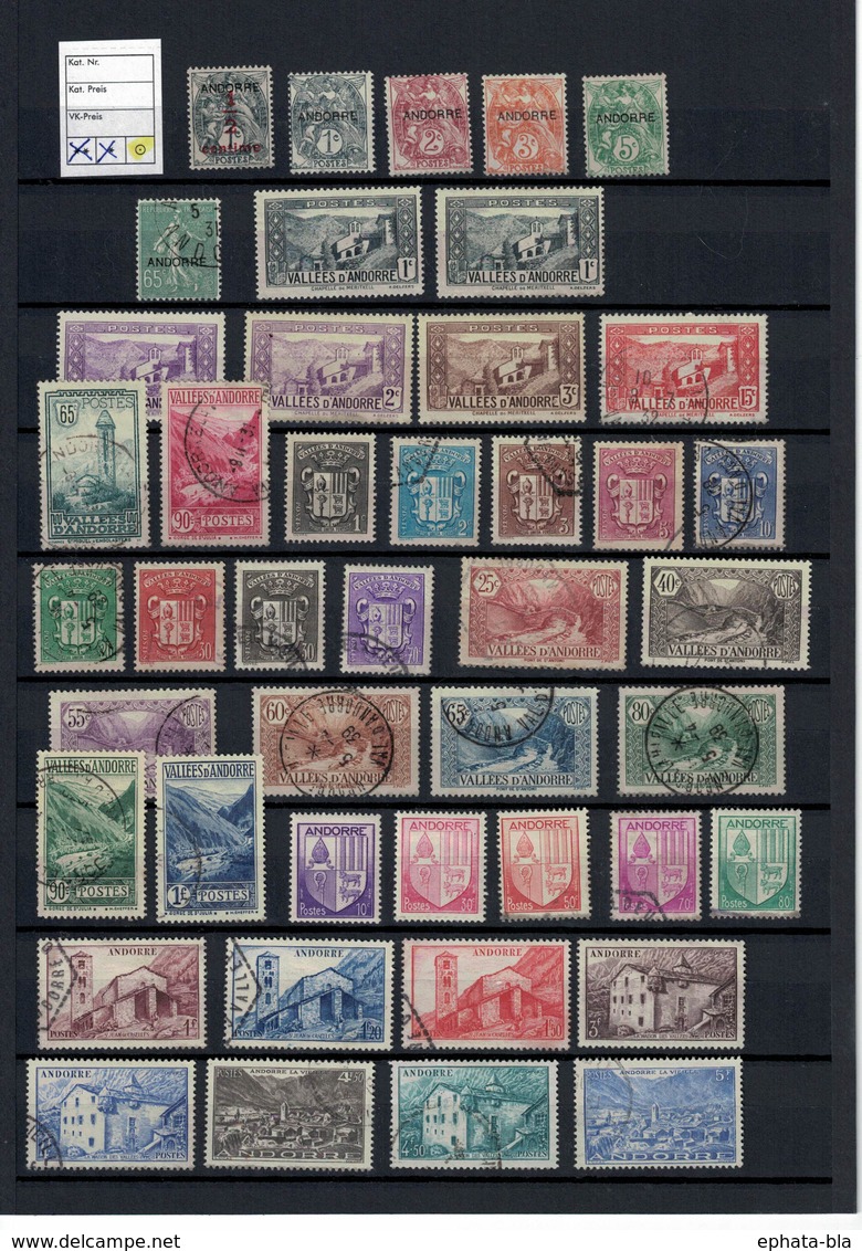 Andorre: Lot De Timbres Oblitérés Avec Trace De Charnière - Used Stamps