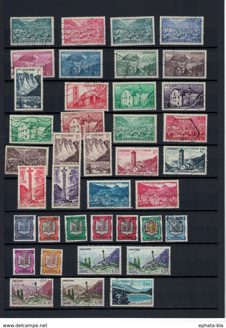 Andorre: Lot De Timbres Oblitérés Avec Trace De Charnière - Used Stamps