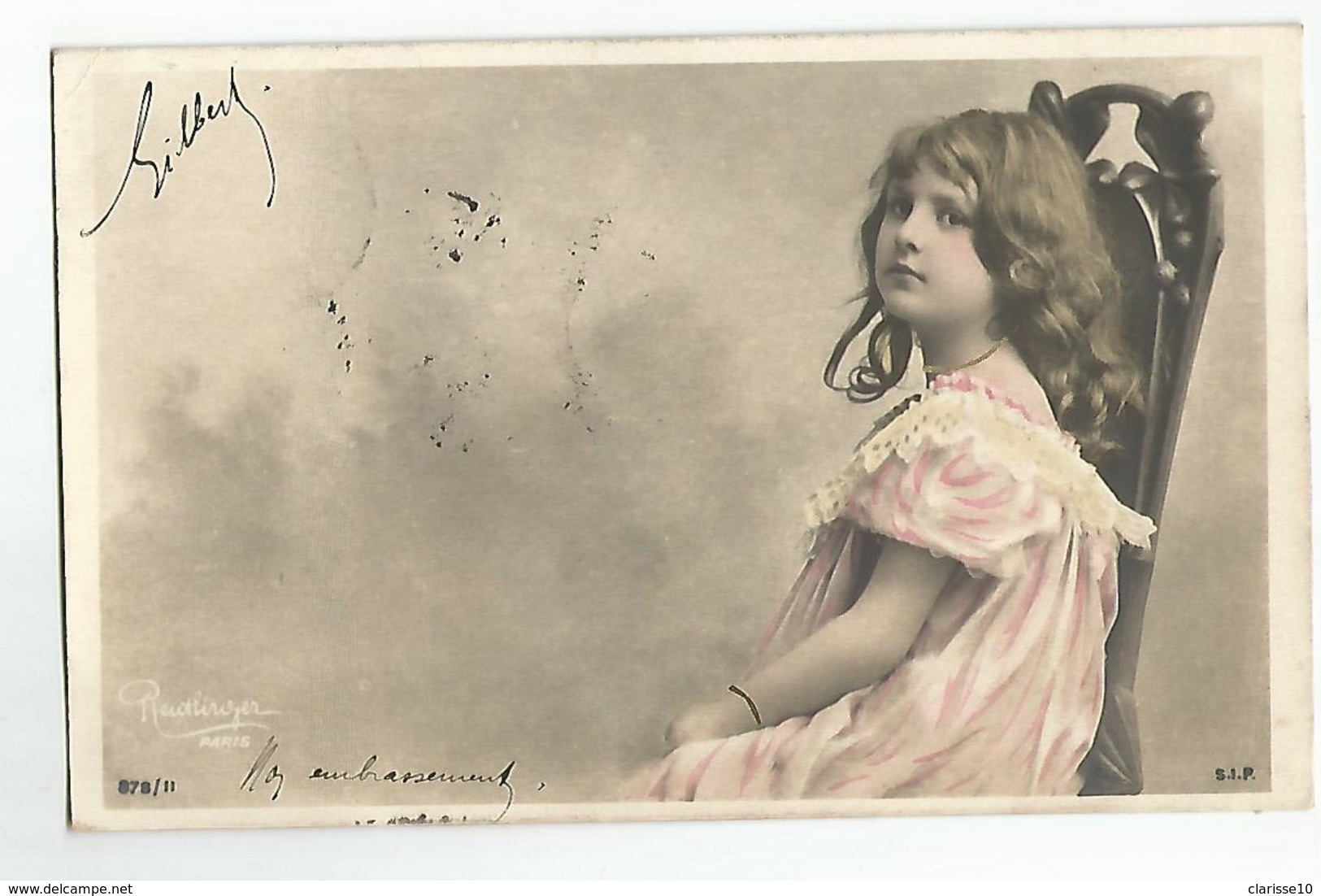 CPA Enfants Enfant Sur Une Shaise Photo Reutlinger 878/11 Oblitéré A Ronce Nord 1904 - Groupes D'enfants & Familles
