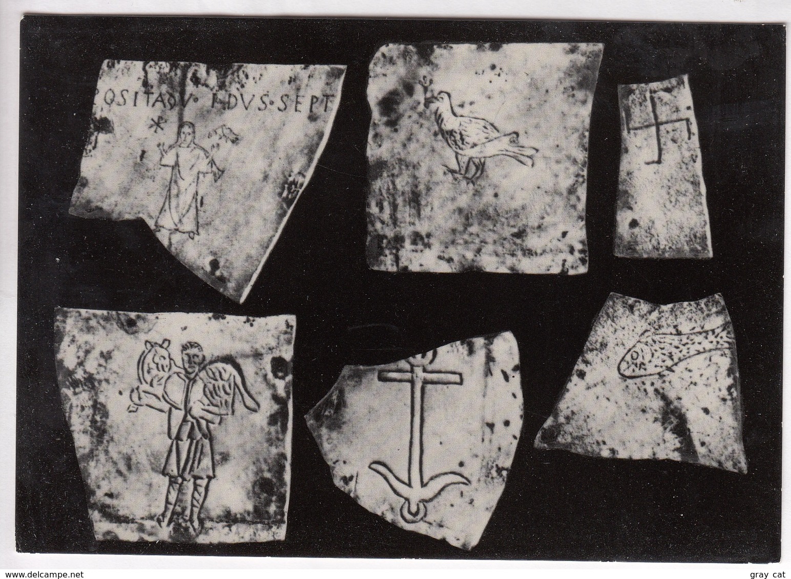 Catacombe Di S. Callisto Simboli, St. Callistus Catacombs Symbols, Unused Real Photo Postcard [22745] - Expositions