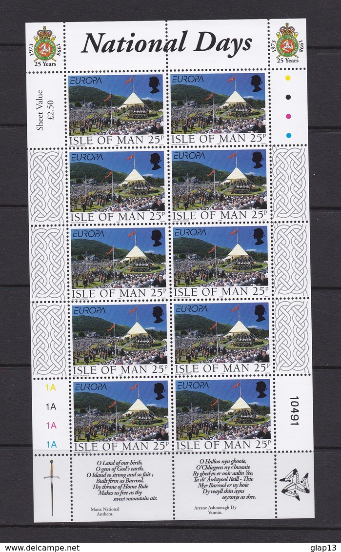 FEUILLE NEUVE** EUROPA 1998 TIMBRE N°823/24 - FESTIVALS NATIONAUX - Isola Di Man